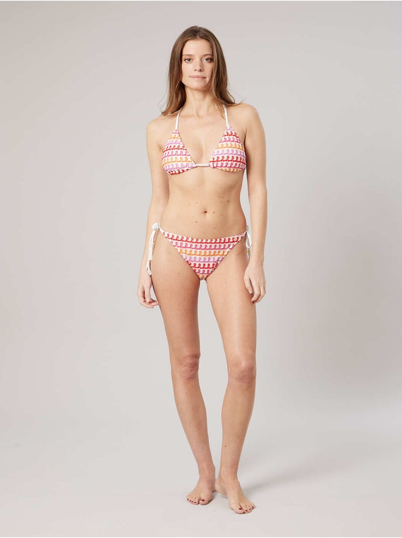 Bikini triangle femme en crochet multicolore  'Deeluxe' Rose - Kiabi