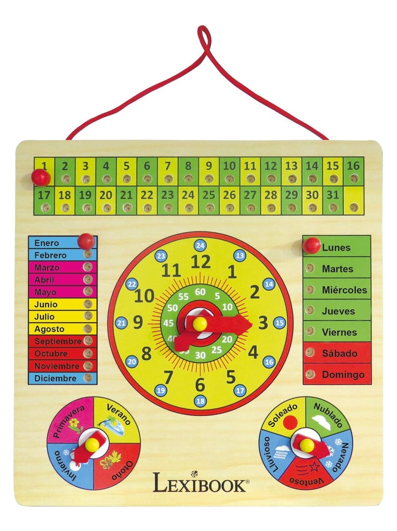 Bio Toys Calendrier en bois avec horloge (Espagnol)– Jeu en Bois N/A - Kiabi