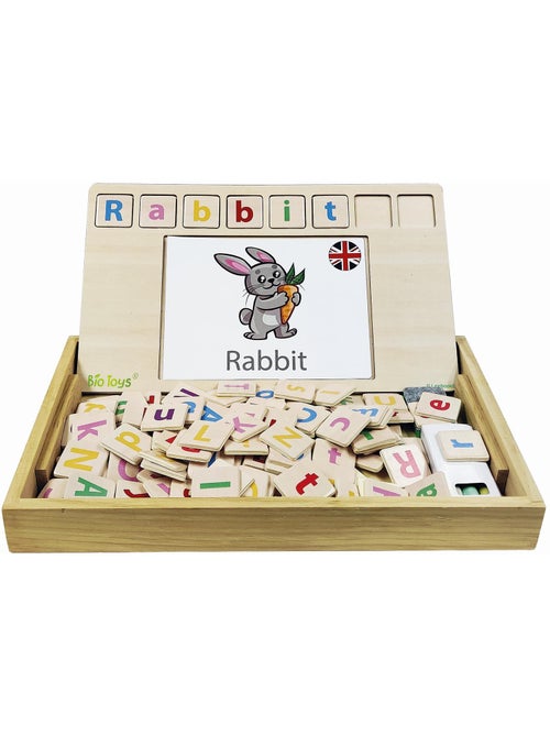 Bio Toys L?Ecole des Mots bilingue Fran?ais- Anglais - Jeu en Bois - Kiabi
