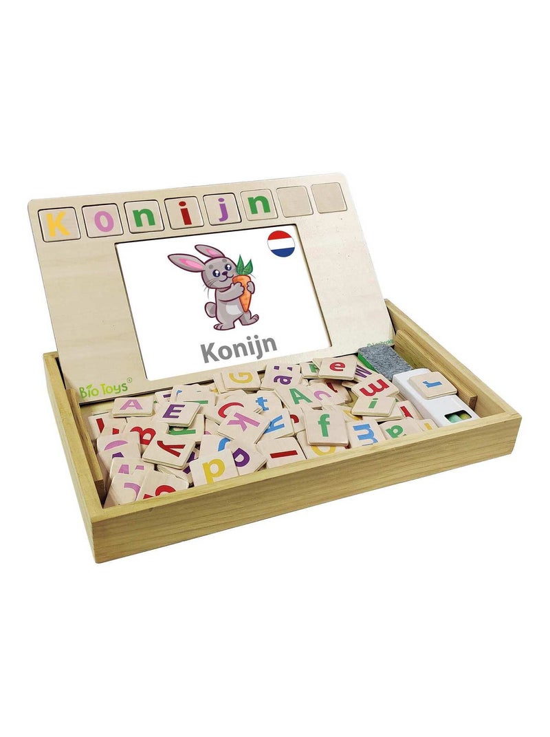 Bio Toys L’école Des Mots Bilingue Français - Néerlandais – Jeu En Bois N/A - Kiabi