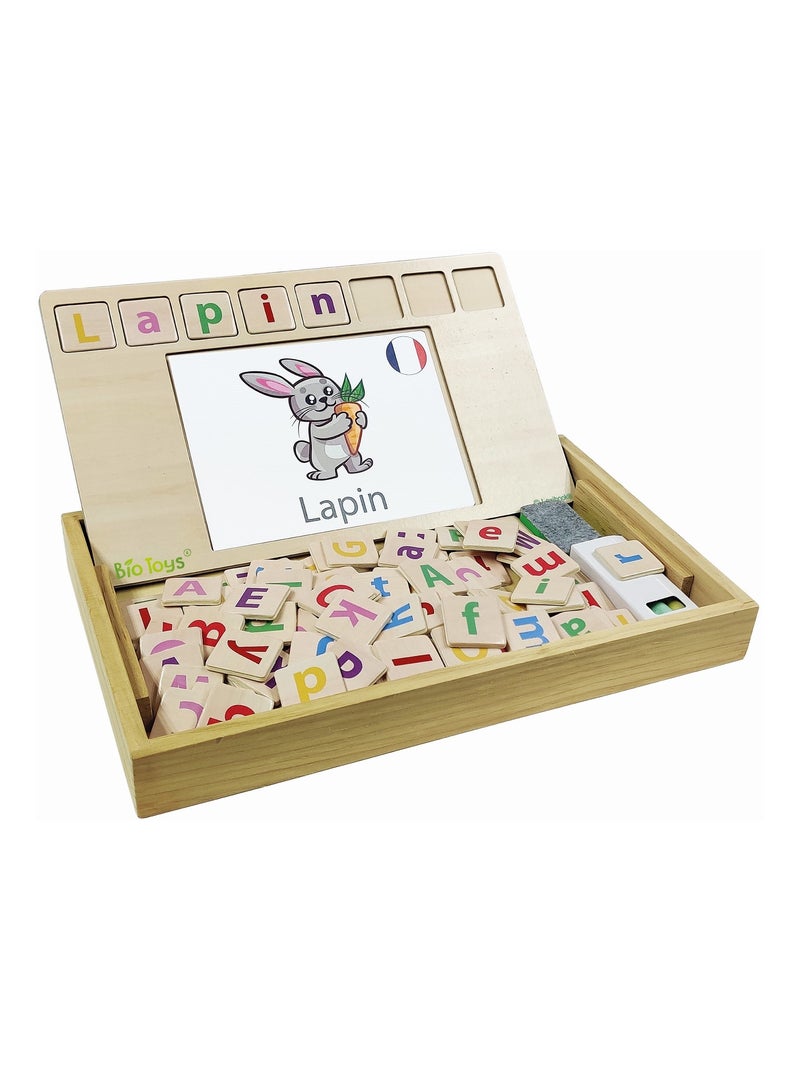 Bio Toys L’Ecole des Mots bilingue Français- Anglais - Jeu en Bois Beige - Kiabi