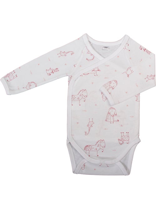 Blanc Avenue Bébé Lot de 2 Bodys manches longues imprimé - Kiabi