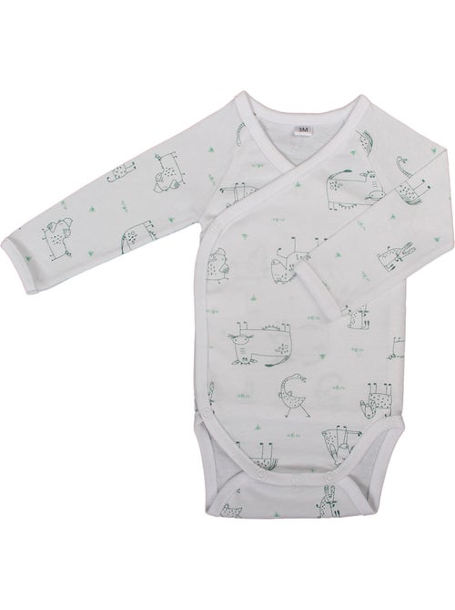 Blanc Avenue Bébé Lot de 2 Bodys manches longues imprimé - Kiabi