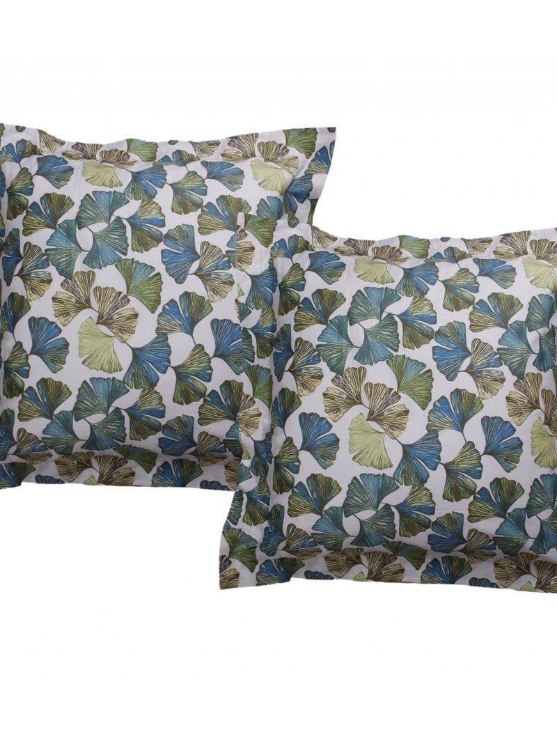 Blanc Avenue Lot De 2 Taies D'oreiller 63x63 Cm Satin De Coton Imprimé Vert - Kiabi