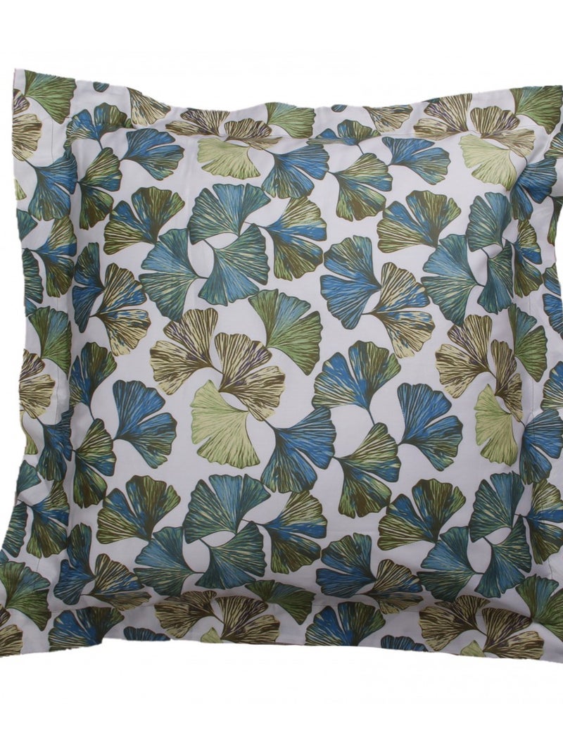 Blanc Avenue Taie D'oreiller 63x63 Cm Satin De Coton Imprimé Vert - Kiabi