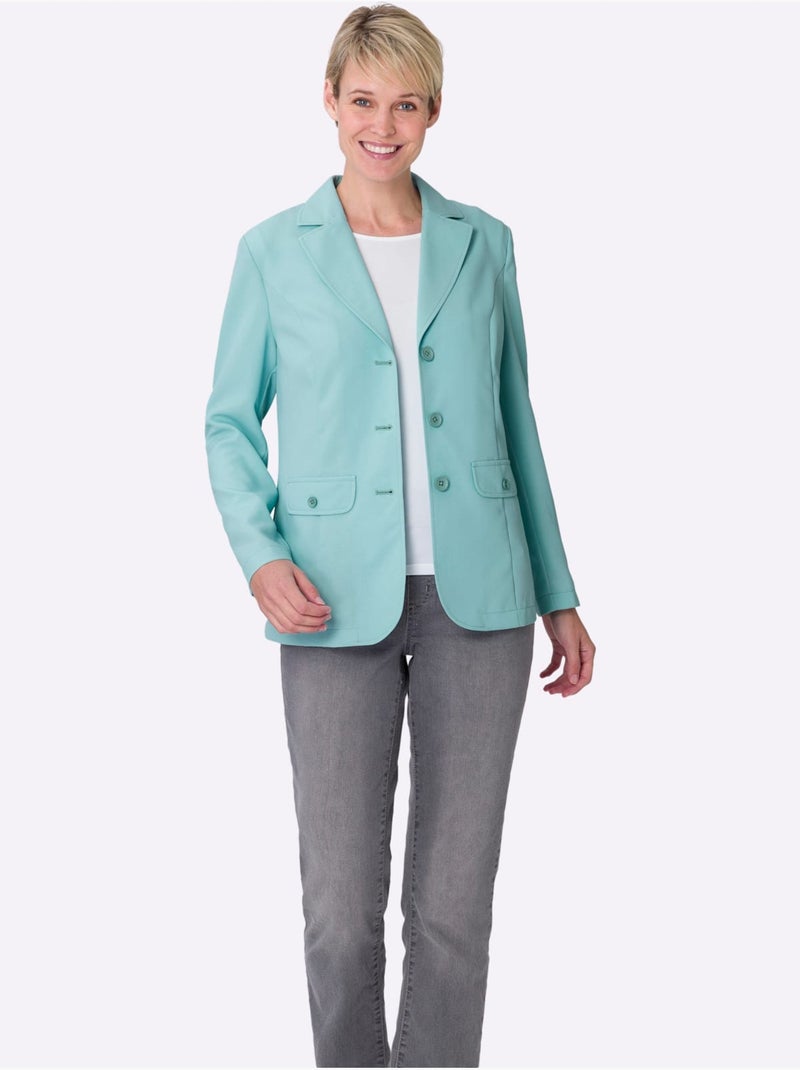 Blazer à col à revers avec deux fausses poches - Taille standard - Moda Vilona Menthe - Kiabi