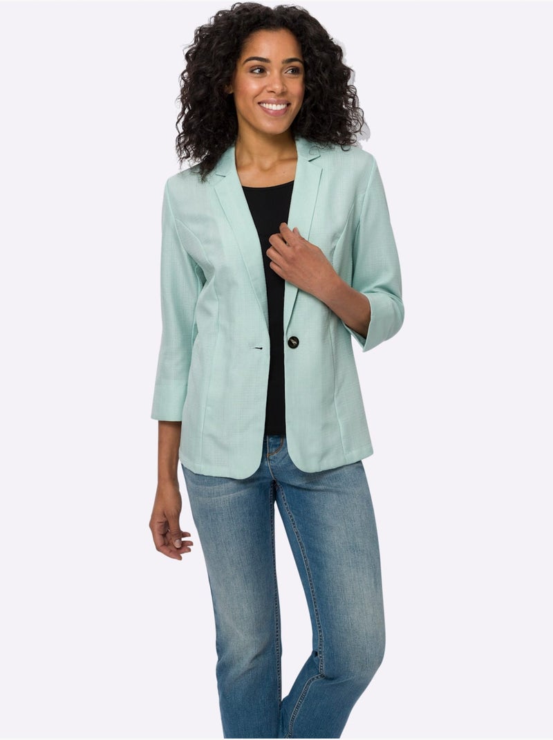 Blazer à col à revers avec manches 3/4 fendues et poches - Taille standard - Moda Vilona Menthe - Kiabi
