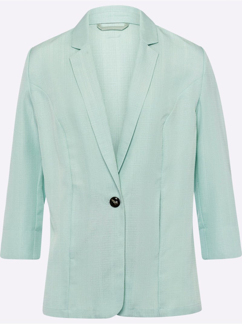 Blazer à col à revers avec manches 3/4 fendues et poches - Taille standard - Moda Vilona Menthe - Kiabi