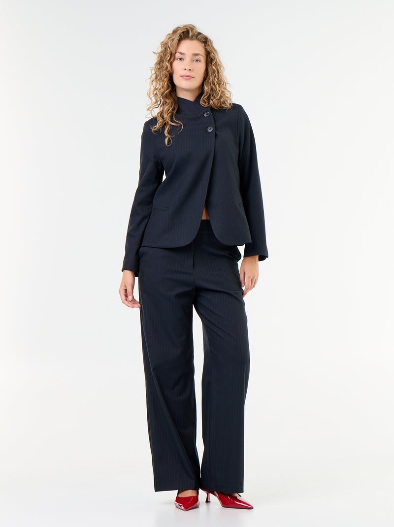 Blazer à col montant avec effet croisé Bleu - Kiabi