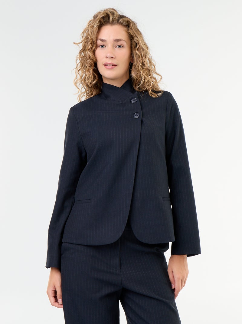 Blazer à col montant avec effet croisé Bleu - Kiabi