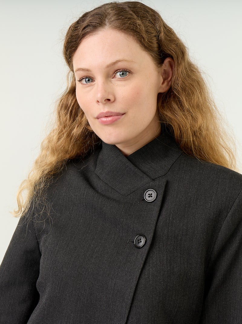 Blazer à col montant avec effet croisé Gris - Kiabi