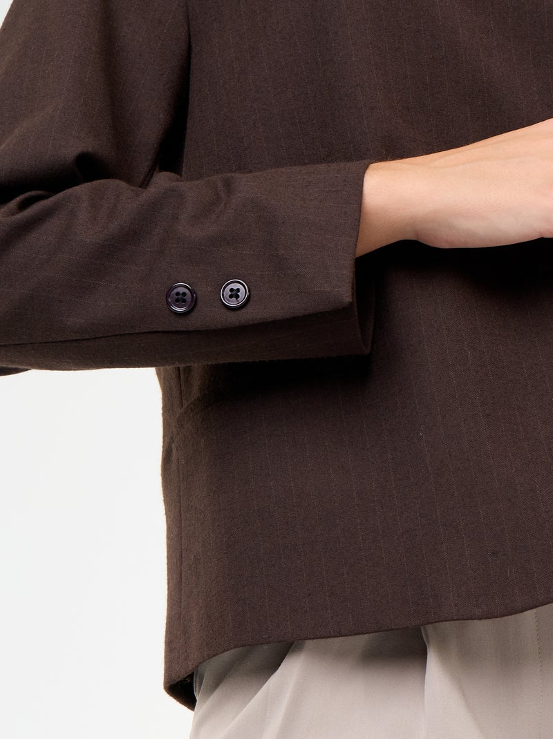 Blazer à col montant avec effet croisé Marron - Kiabi