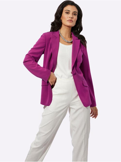 Blazer à col revers et manches longues en polyester recyclé - Taille standard - Helline - Kiabi Blazer à col revers et manches longues en polyester recyclé - Taille standard - Helline - Kiabi