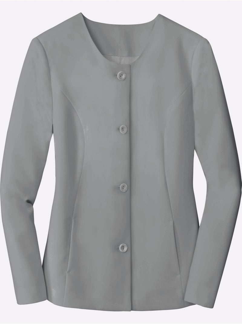 Blazer à encolure ronde avec boutons et poches latérales - taille standard - moda vilona Gris - Kiabi