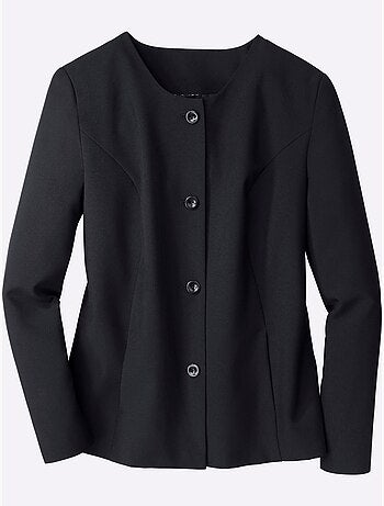Blazer à encolure ronde avec boutons et poches latérales - taille standard - moda vilona