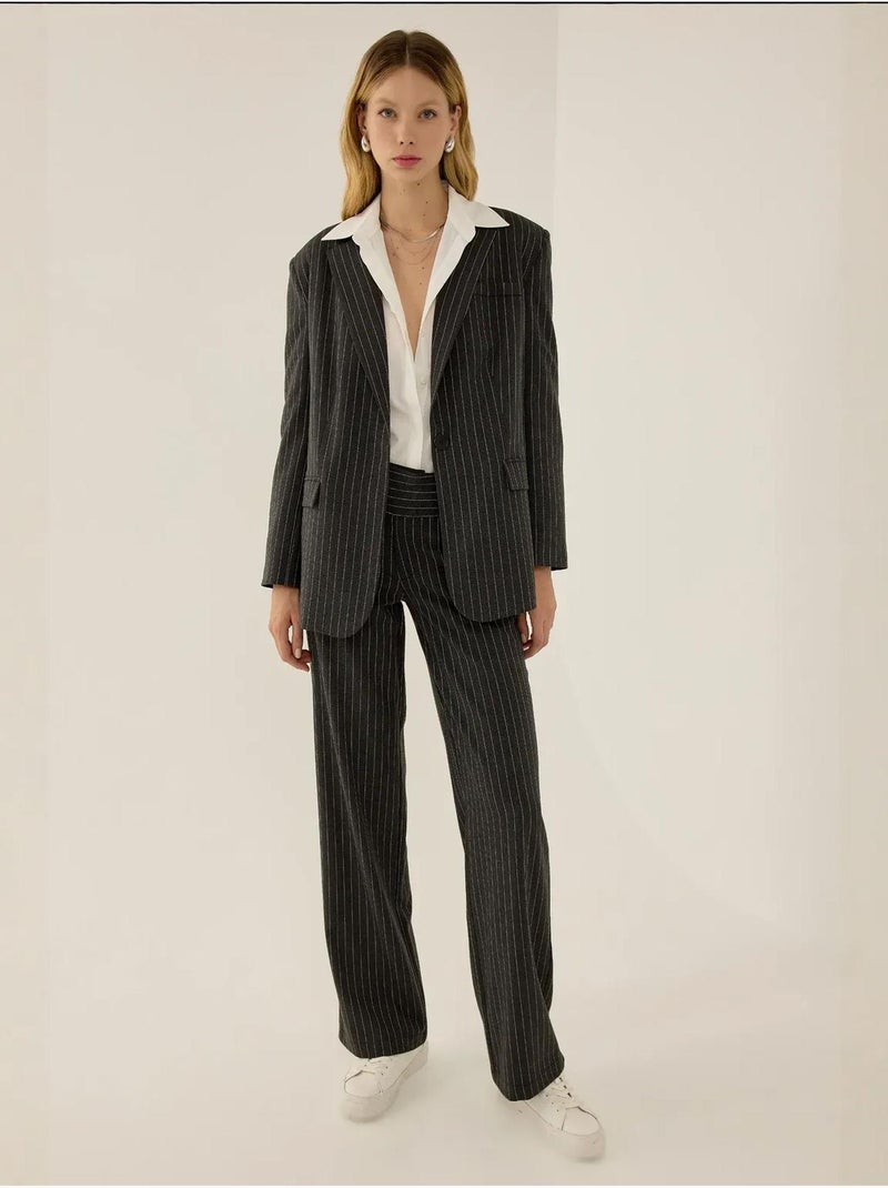 Blazer à fines rayures reece Gris - Kiabi