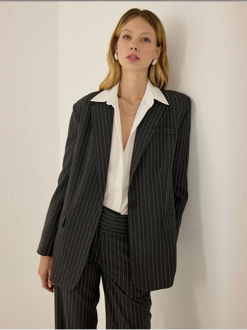 Blazer à fines rayures reece Gris - Kiabi