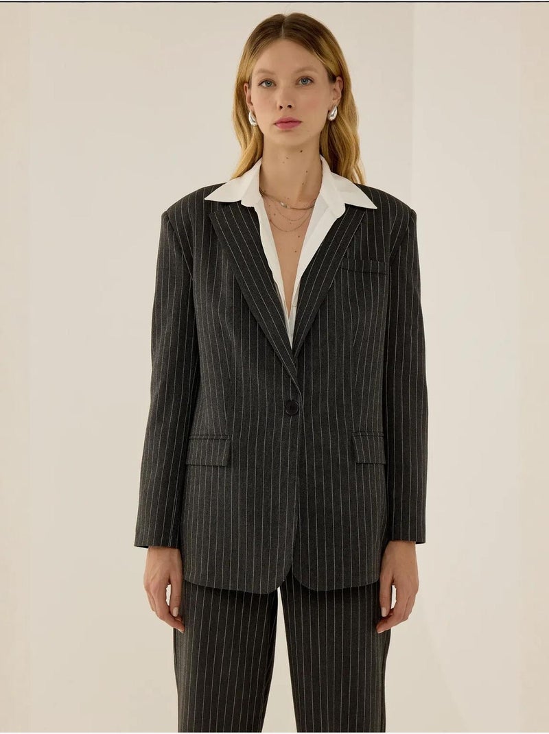 Blazer à fines rayures reece Gris - Kiabi