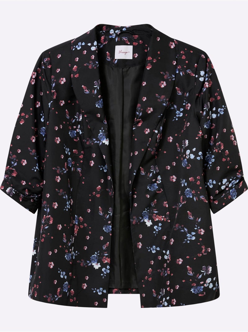 Blazer à Fleurs - Taille Standard - Sheego Noir Orange - Kiabi