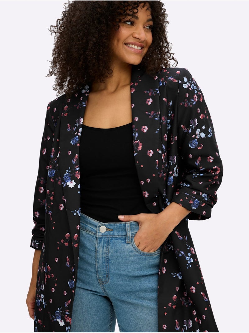 Blazer à Fleurs - Taille Standard - Sheego Noir Orange - Kiabi