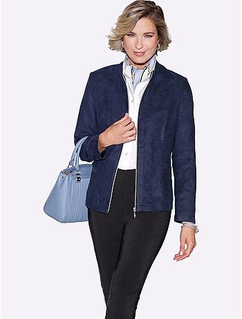 Blazer à glissière avec col montant et poches plaquées - Taille standard - Moda Vilona
