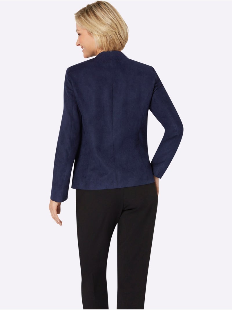 Blazer à glissière avec col montant et poches plaquées - Taille standard - Moda Vilona Bleu marine - Kiabi