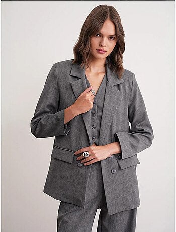Blazer à manches longues avec détails en plumes artificielles mixray