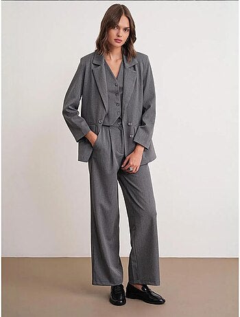 Blazer à manches longues avec détails en plumes artificielles mixray