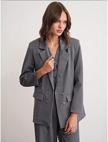 Blazer à manches longues avec détails en plumes artificielles mixray