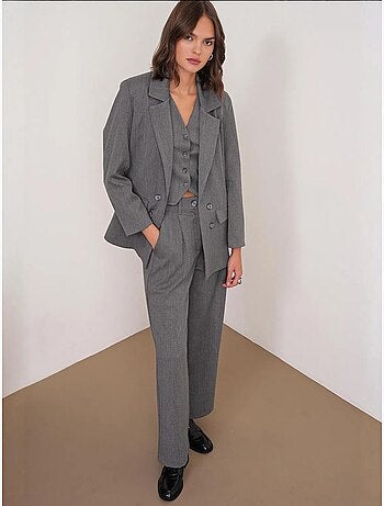 Blazer à manches longues avec détails en plumes artificielles mixray