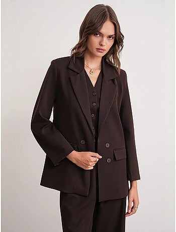 Blazer à manches longues avec détails en plumes artificielles mixray