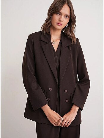 Blazer à manches longues avec détails en plumes artificielles mixray