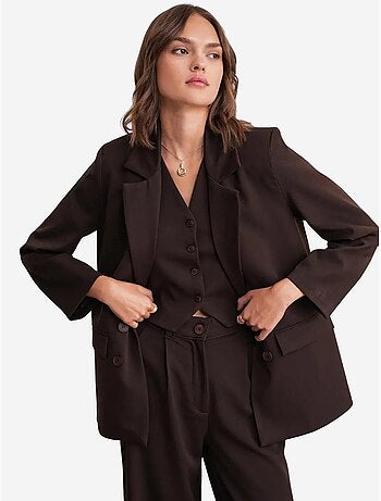 Blazer à manches longues avec détails en plumes artificielles mixray