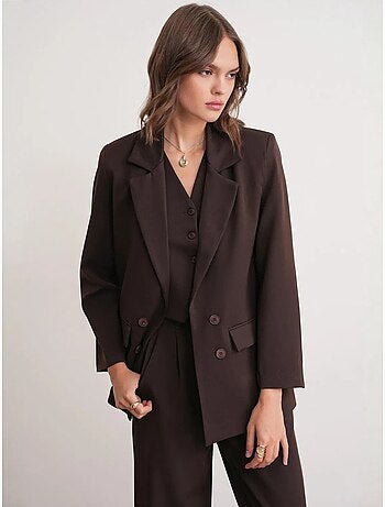 Blazer à manches longues avec détails en plumes artificielles mixray