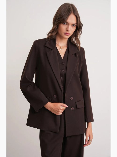 Blazer à manches longues avec détails en plumes artificielles mixray - Kiabi