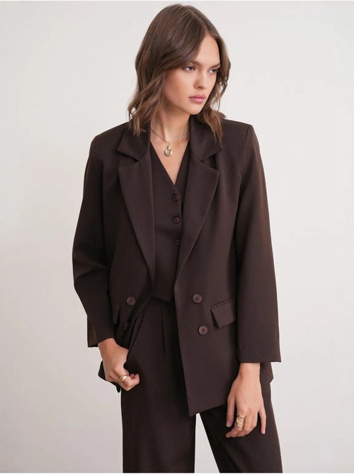 Blazer à manches longues avec détails en plumes artificielles mixray - Kiabi
