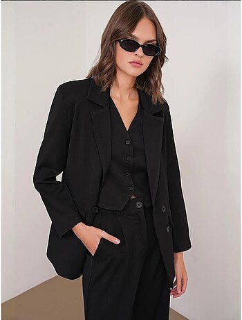 Blazer à manches longues avec détails en plumes artificielles mixray