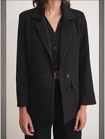 Blazer à manches longues avec détails en plumes artificielles mixray