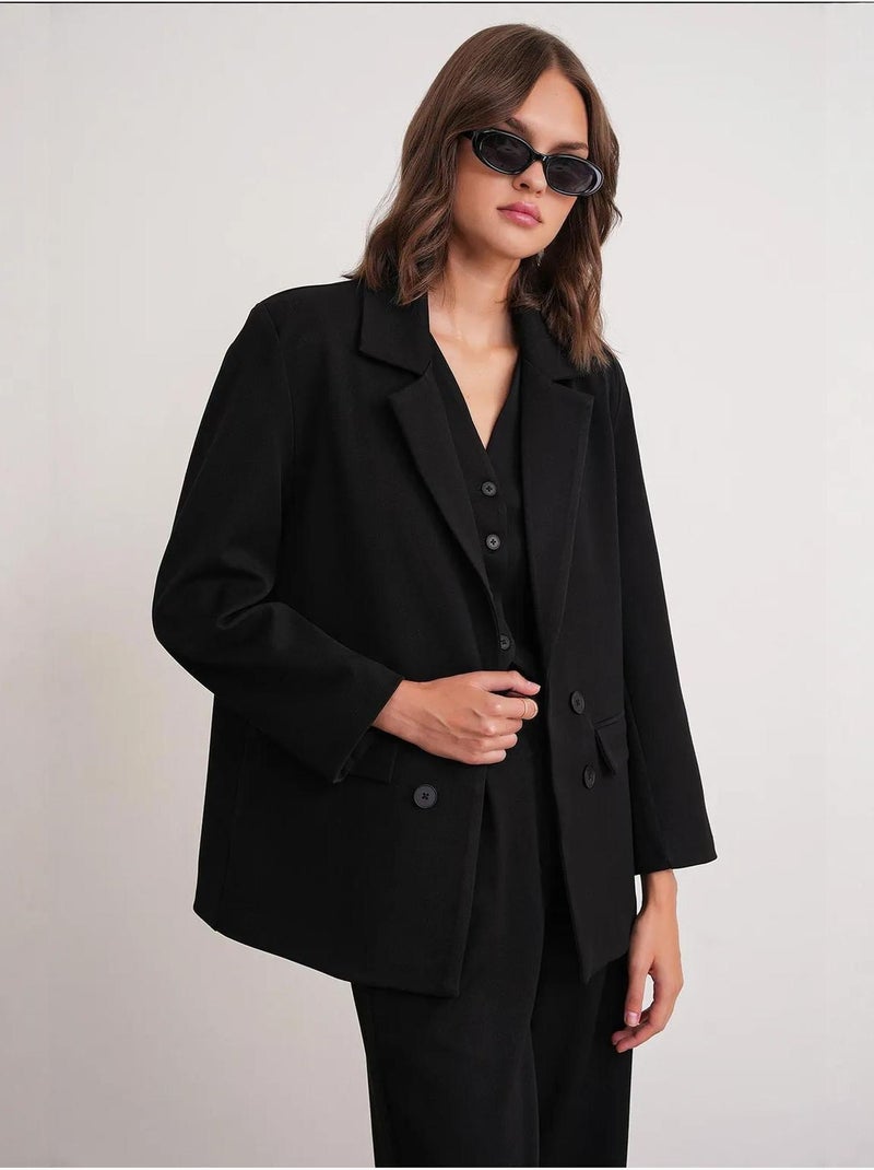 Blazer à manches longues avec détails en plumes artificielles mixray Noir - Kiabi