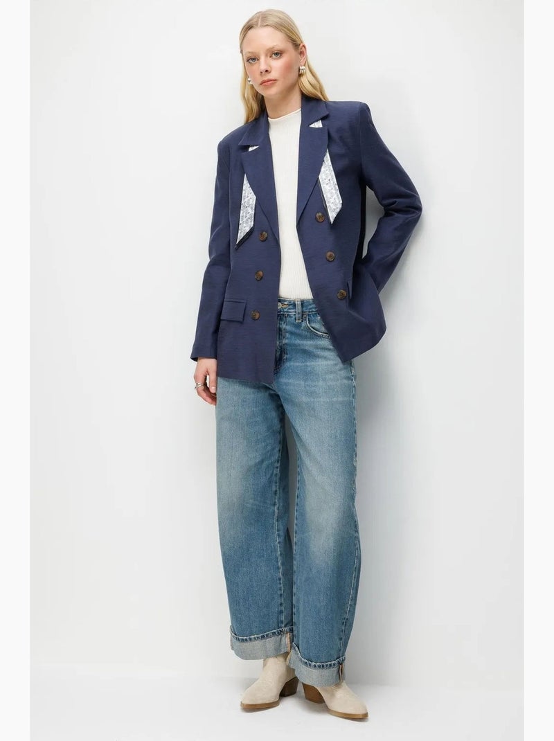 Blazer à manches longues et patch mixray Bleu marine - Kiabi