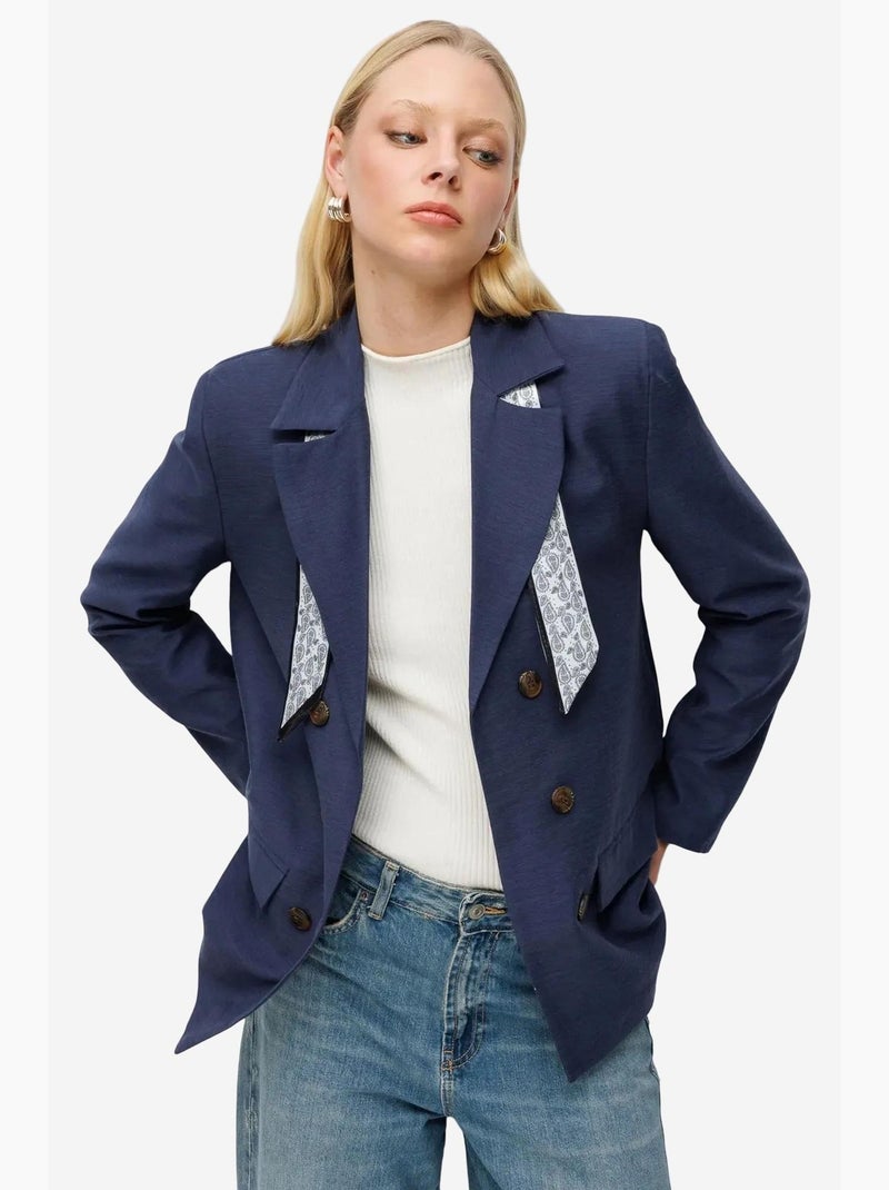 Blazer à manches longues et patch mixray Bleu marine - Kiabi