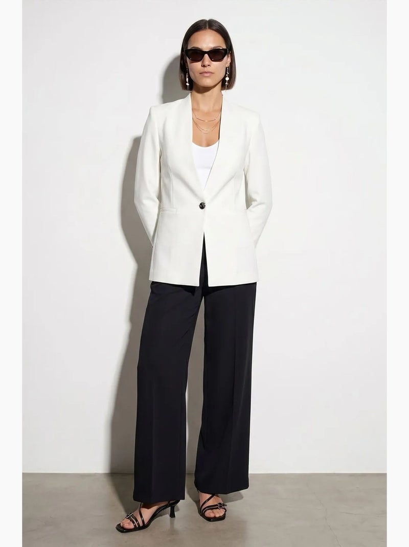 Blazer ajusté en crêpe à bouton dilvin Blanc cassé - Kiabi