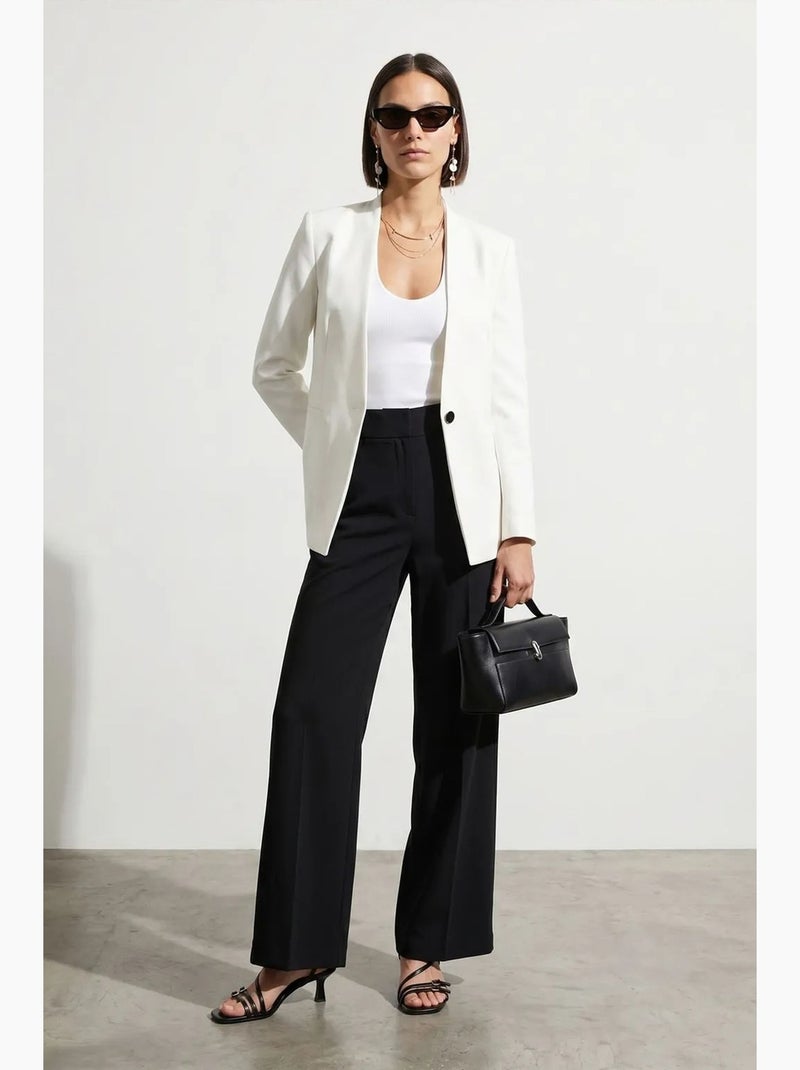 Blazer ajusté en crêpe à bouton dilvin Blanc cassé - Kiabi