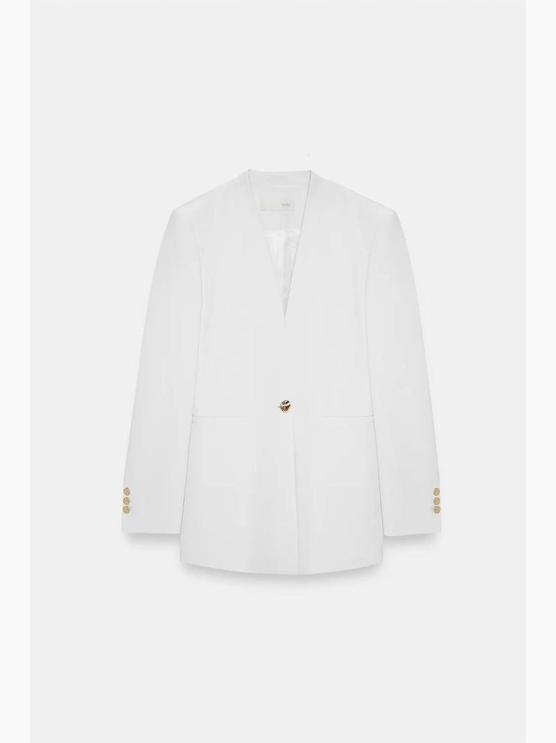 Blazer ajusté en crêpe à bouton dilvin Blanc cassé - Kiabi