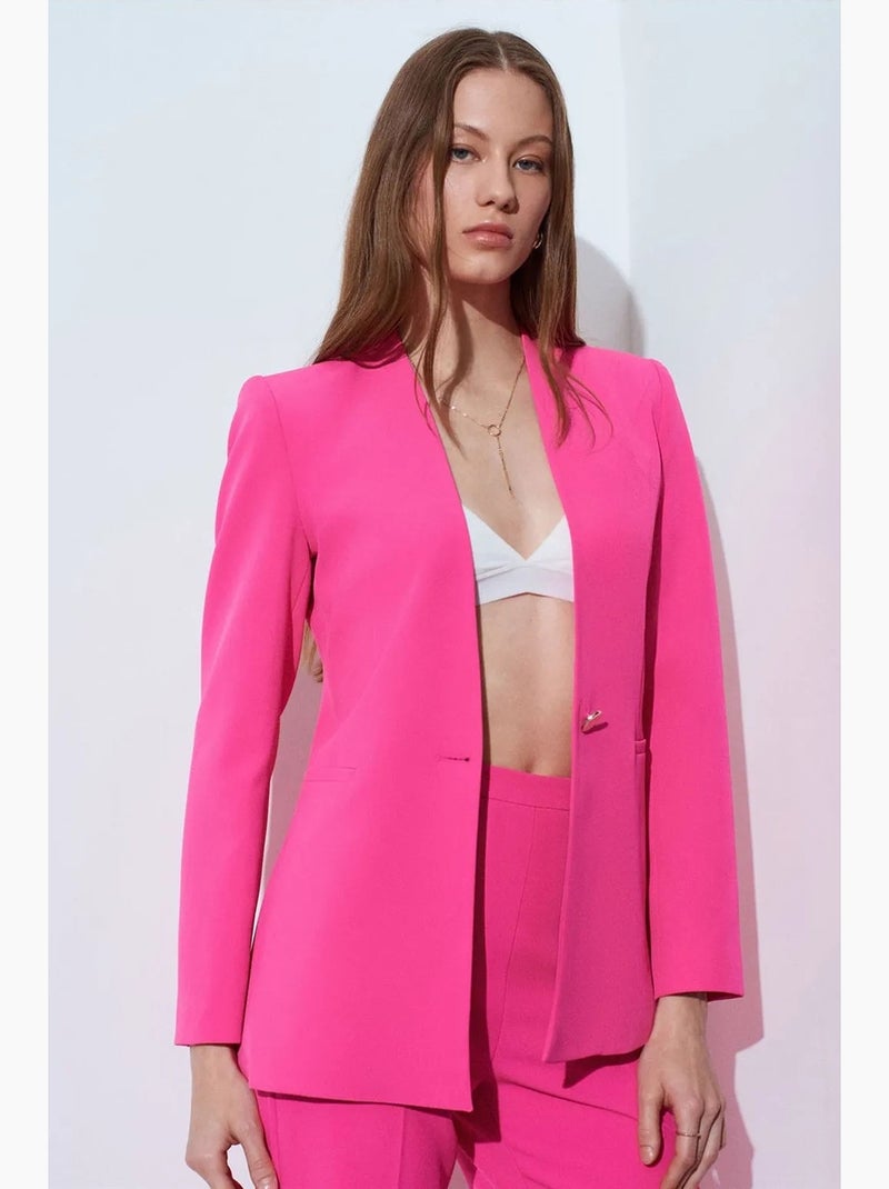 Blazer ajusté en crêpe dilvin Rose fluo/Solinotes - Kiabi