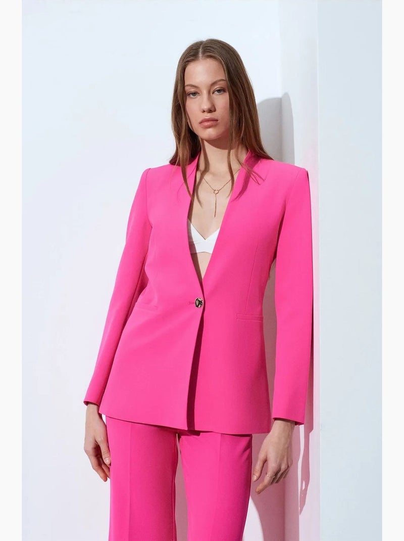 Blazer ajusté en crêpe dilvin Rose fluo/Solinotes - Kiabi