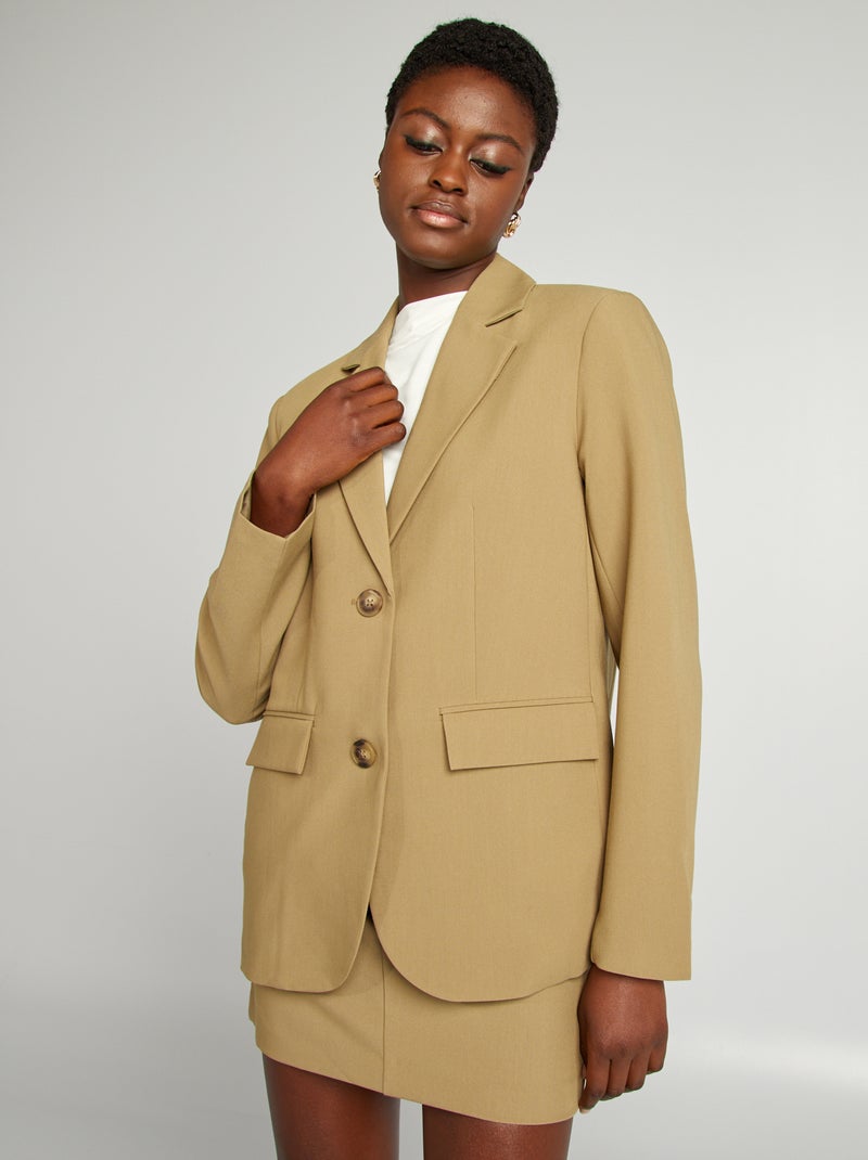 Blazer avec col à revers Beige - Kiabi