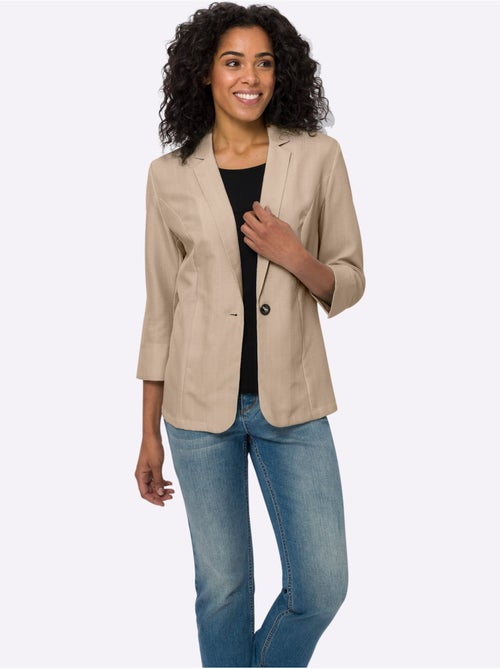 Blazer avec col à revers et manches 3/4 fendues - Taille standard - Moda Vilona - Kiabi Blazer avec col à revers et manches 3/4 fendues - Taille standard - Moda Vilona - Kiabi