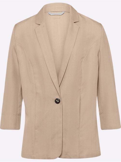Blazer avec col à revers et manches 3/4 fendues - Taille standard - Moda Vilona - Kiabi Blazer avec col à revers et manches 3/4 fendues - Taille standard - Moda Vilona - Kiabi