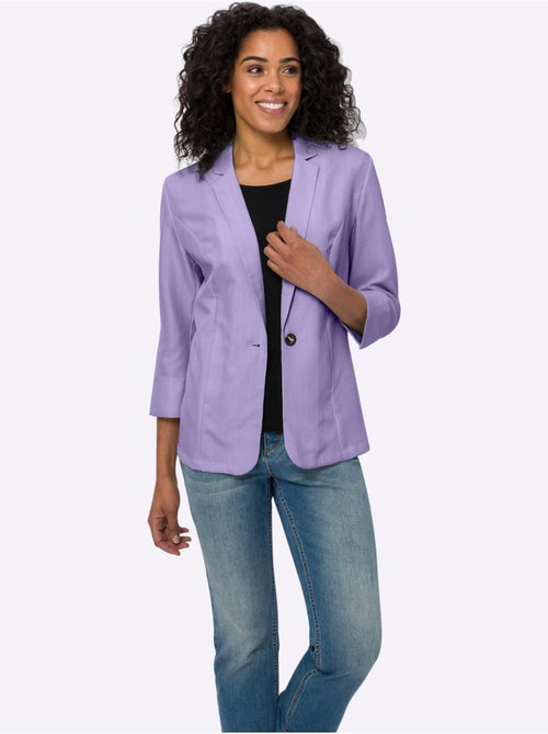 Blazer avec col à revers et manches 3/4 fendues - Taille standard - Moda Vilona - Kiabi Blazer avec col à revers et manches 3/4 fendues - Taille standard - Moda Vilona - Kiabi